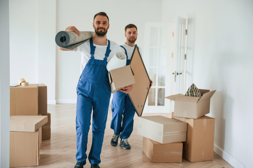 Movers carrying various items into house - Christchurch Movers