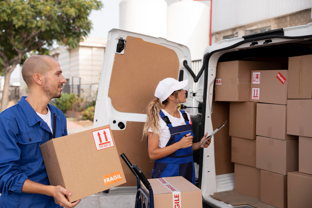 Movers unloading van with students belongings - Christchurch Movers
